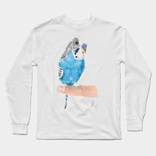 Pretty Blue Parakeet Budgie Long Sleeve T-Shirt